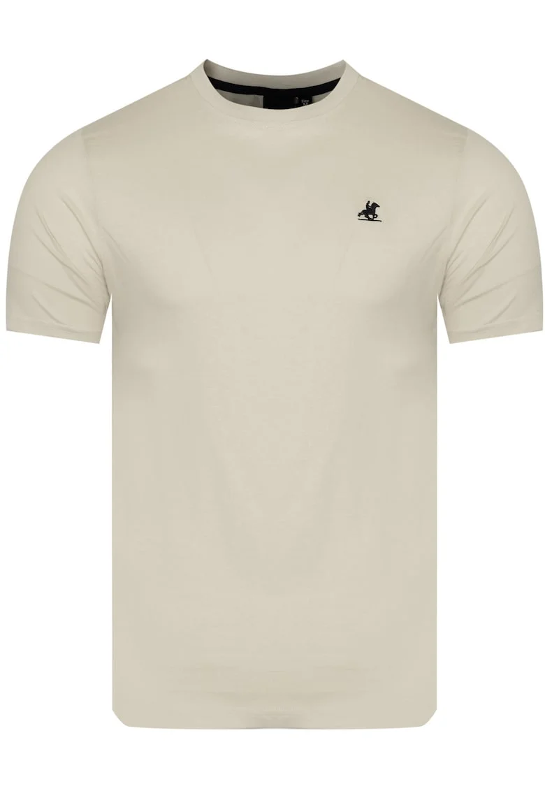 Tricou barbati, U.S. GRAND POLO, model US51601M/0108, bej, 100% bumbac, broderie logo,