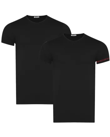 Tricouri barbati,  set 2 piese, negru, bumbac-elastan,