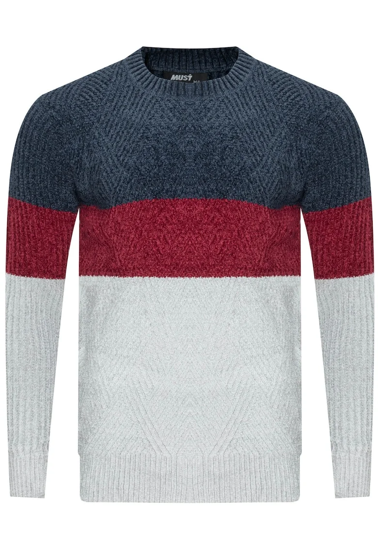Pulover barbati,  S8668, bleumarin-bordo-gri, 100% bumbac
