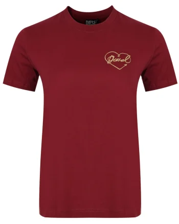 Tricou Dama,  A16984-Rhera-44D, Bordo, 100% Bumbac, Croi Simplu, Decolteu Rotund, Confortabile, de inalta calitate, ideale pentru uz zilnic, Maroon