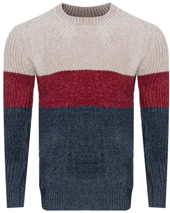 Pulover barbati,  S8668, bej-bordo-bleumarin, 2 culori, fabrica tricotata