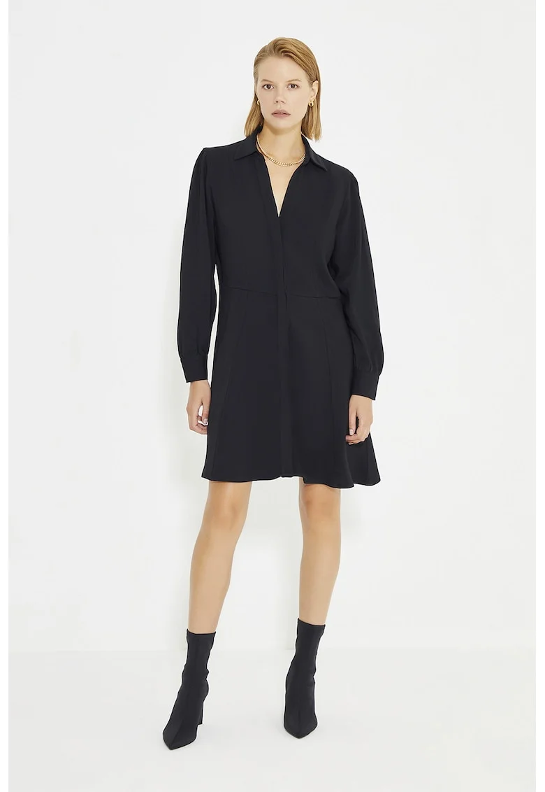 Rochie evazata cu imprimeu, Negru