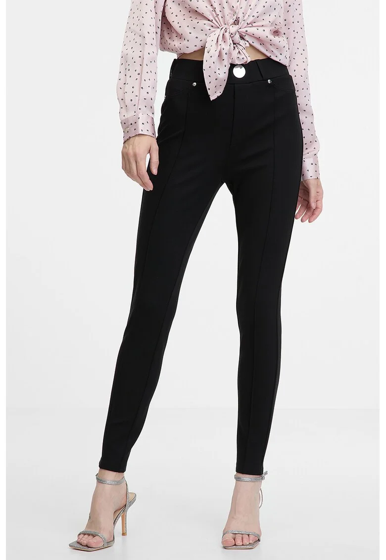 Pantaloni skinny cu talie inalta, Negru