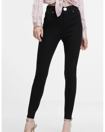 Pantaloni skinny cu talie inalta, Negru