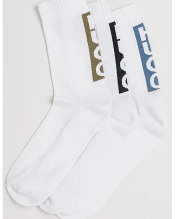 Set de sosete lungi cu logo - 3 perechi, Alb