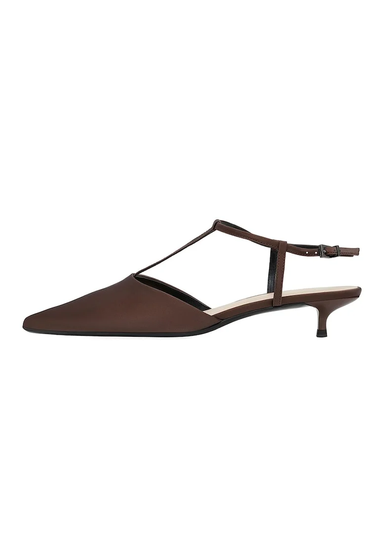Pantofi din piele cu varf ascutit, Maro inchis