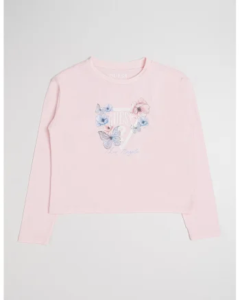 Bluza cu logo si imprimeu floral, Roz deschis
