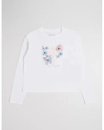 Bluza cu logo si imprimeu floral, Alb/Portocaliu/Albastru deschis