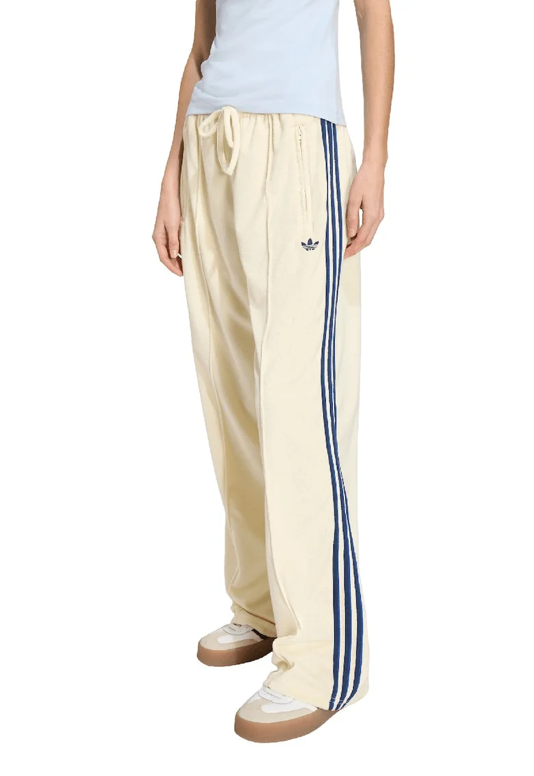 Pantaloni cu snur si buzunare cu femoar, Crem/Bleumarin