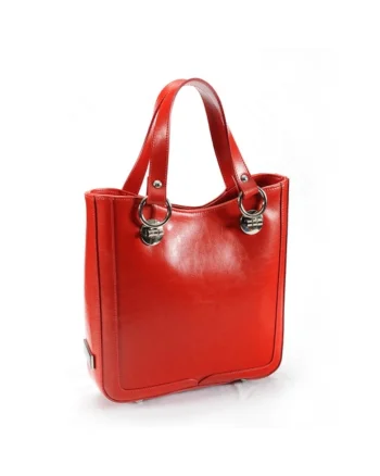 Geanta dama piele,  Elisabeth 7, rosu, 30x8x27 cm