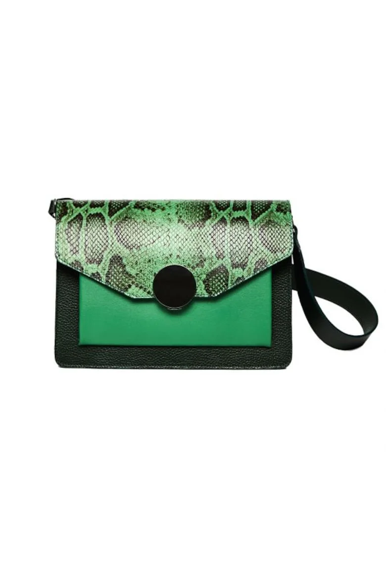 Geanta dama piele,  Arina, verde, 27x14x20 cm