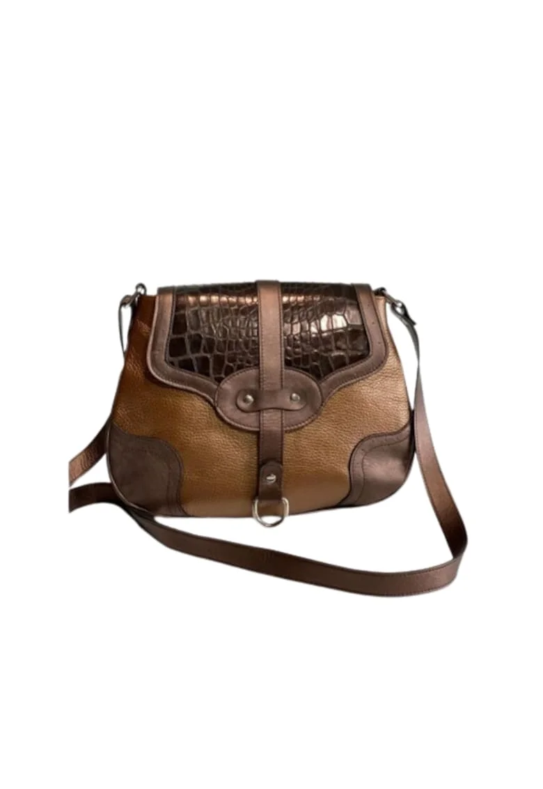 Geanta dama piele,  Eduard 6, coniac, 33x5x27 cm