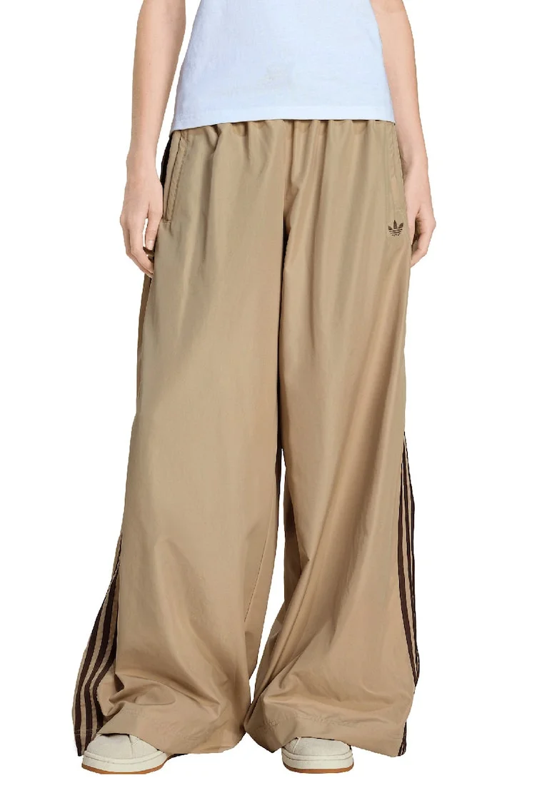 Pantaloni de trening cu croiala ampla si snur de ajustare in talie, Maro camel