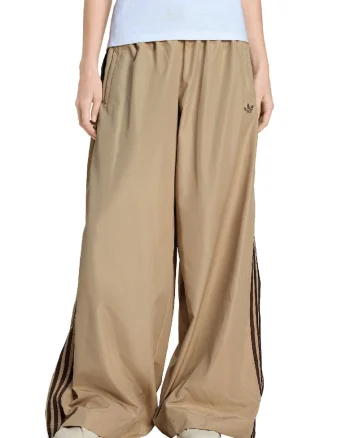 Pantaloni de trening cu croiala ampla si snur de ajustare in talie, Maro camel