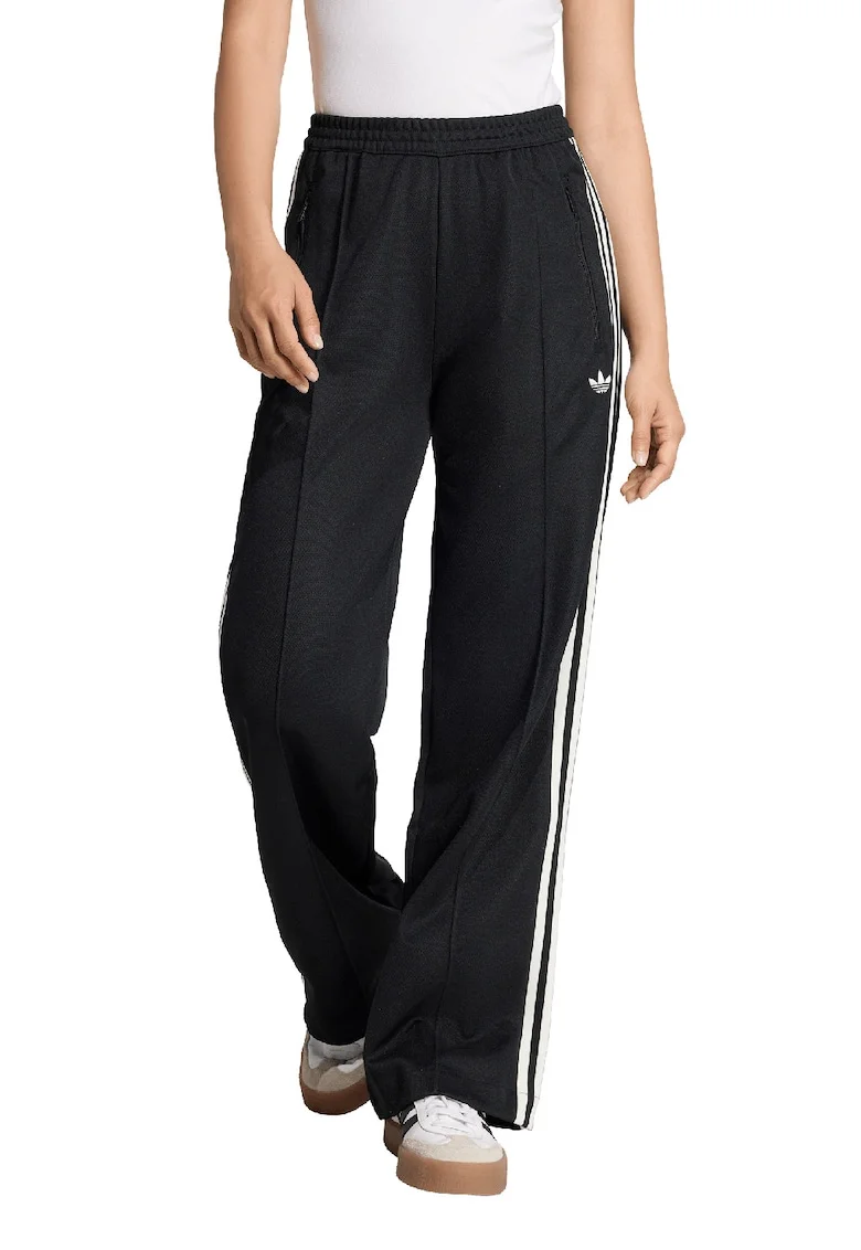 Pantaloni de trening drepti cu buzunare cu fermoar Classic, Alb/Negru