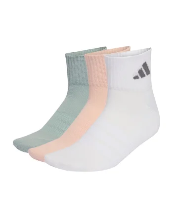 Set de sosete scurte unisex cu detaliu logo - 3 perechi, Alb/Verde/Roz somon
