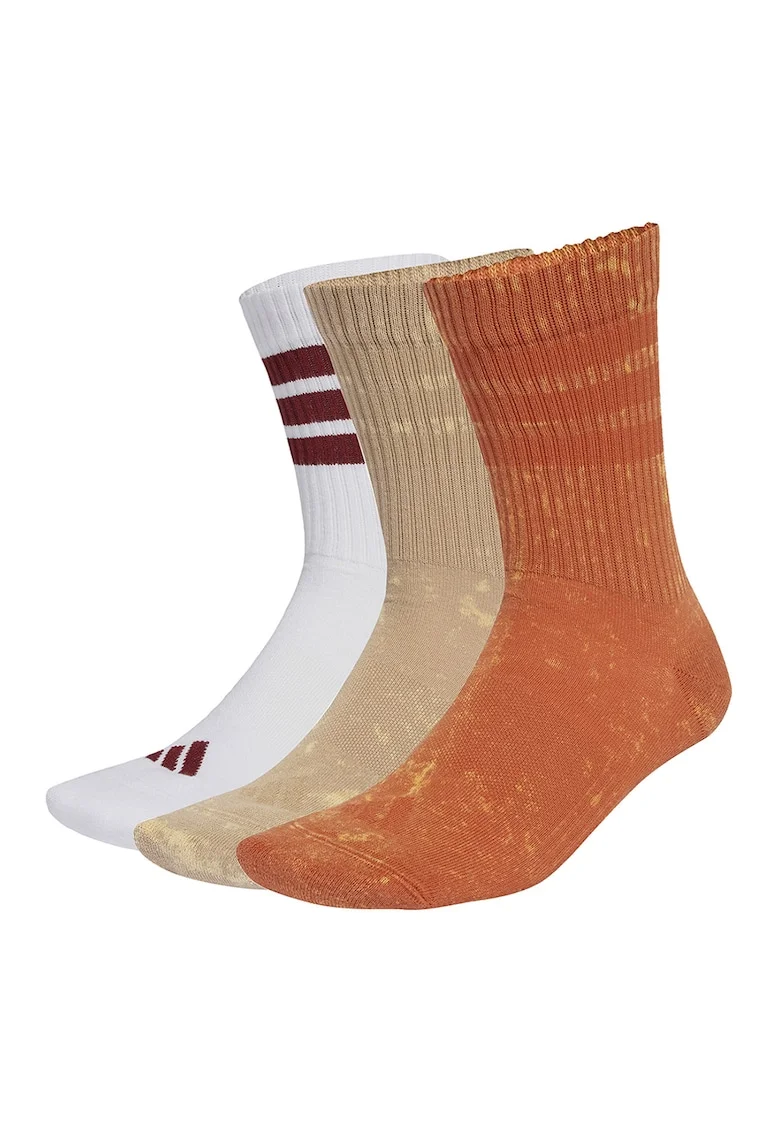 Set de sosete lungi unisex cu aspect decolorat - 3 Perechi, Alb/Portocaliu/Bej
