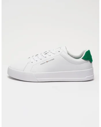Pantofi sport Court din piele cu logo, Verde/Alb optic