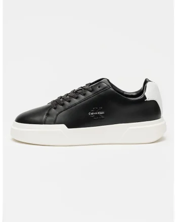 Pantofi sport low-cut de piele cu logo, Alb/Negru