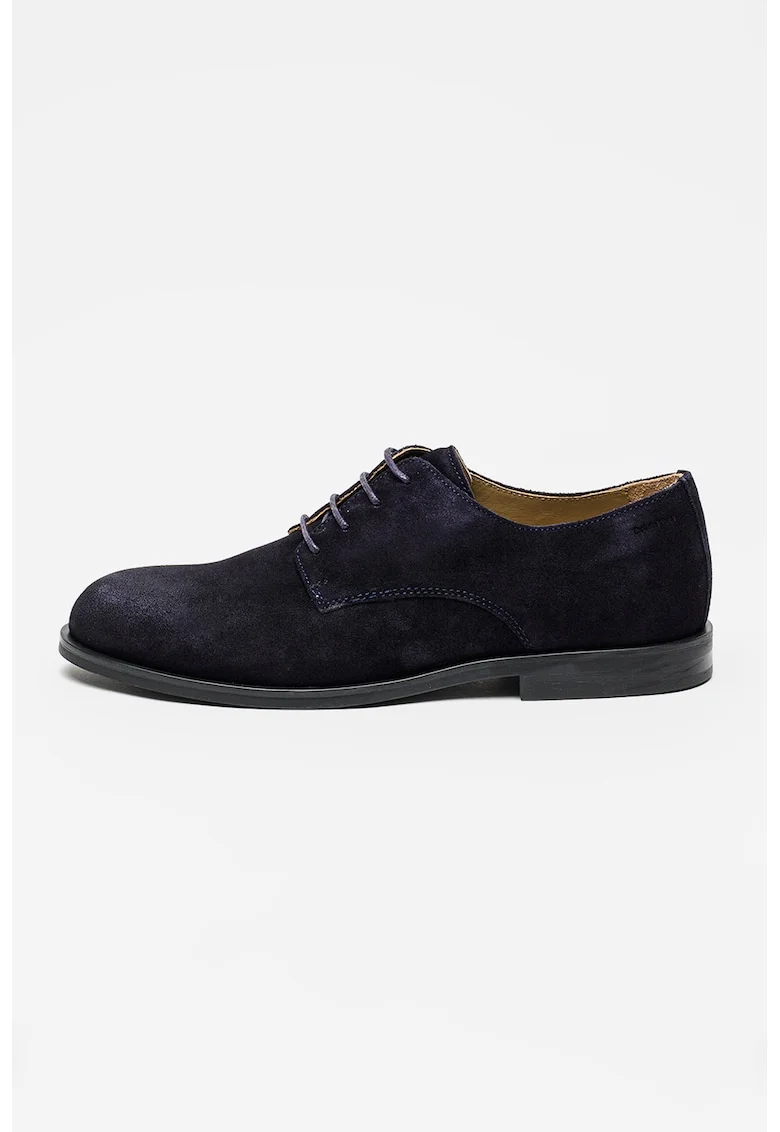 Pantofi derby din piele intoarsa, Bleumarin
