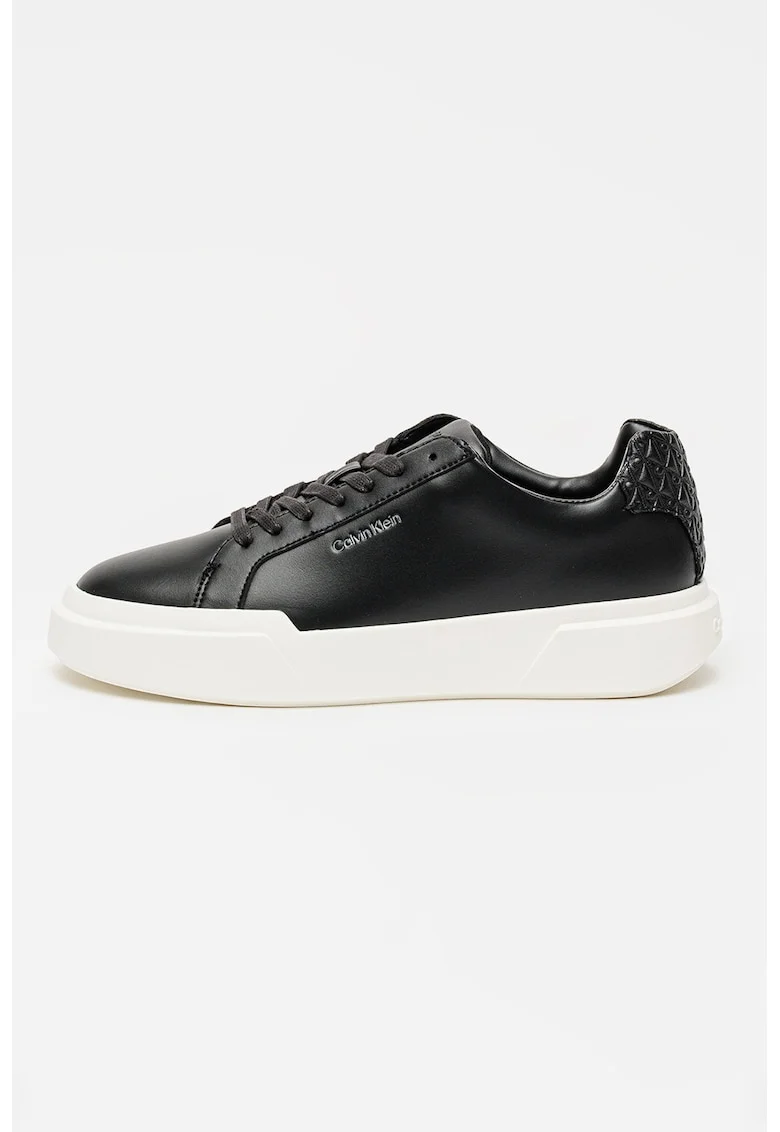 Pantofi sport de piele cu talpa plata, Negru