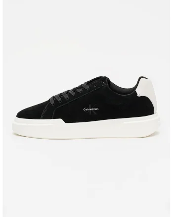 Pantofi sport de piele intoarsa cu logo, Alb/Negru