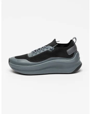 Pantofi sport wedge din material textil, Negru/Gri carbune