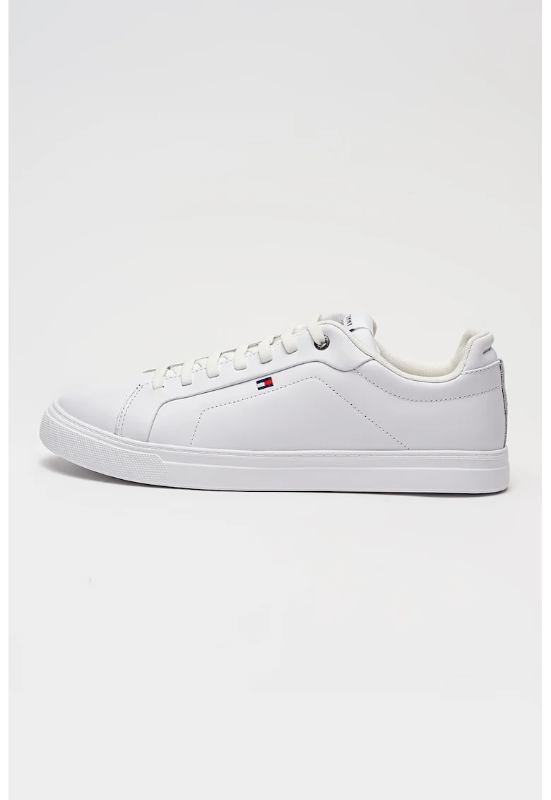 Pantofi sport de piele cu logo, Alb optic