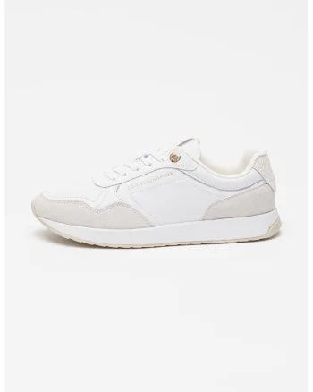 Pantofi sport low-cut de piele, Galben pal/Alb optic
