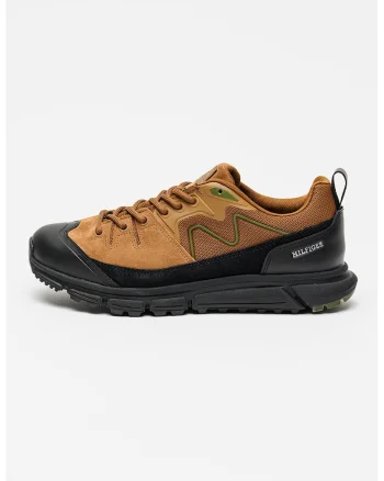 Pantofi sport impermeabili de plasa si piele intoarsa Outdoor, Negru/Maro scortisoara/Verde feriga