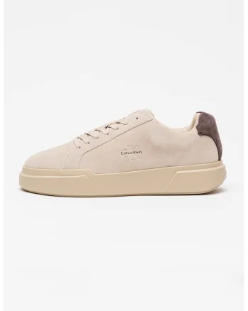 Pantofi sport de piele intoarsa cu logo, Maro inchis/Maro camel