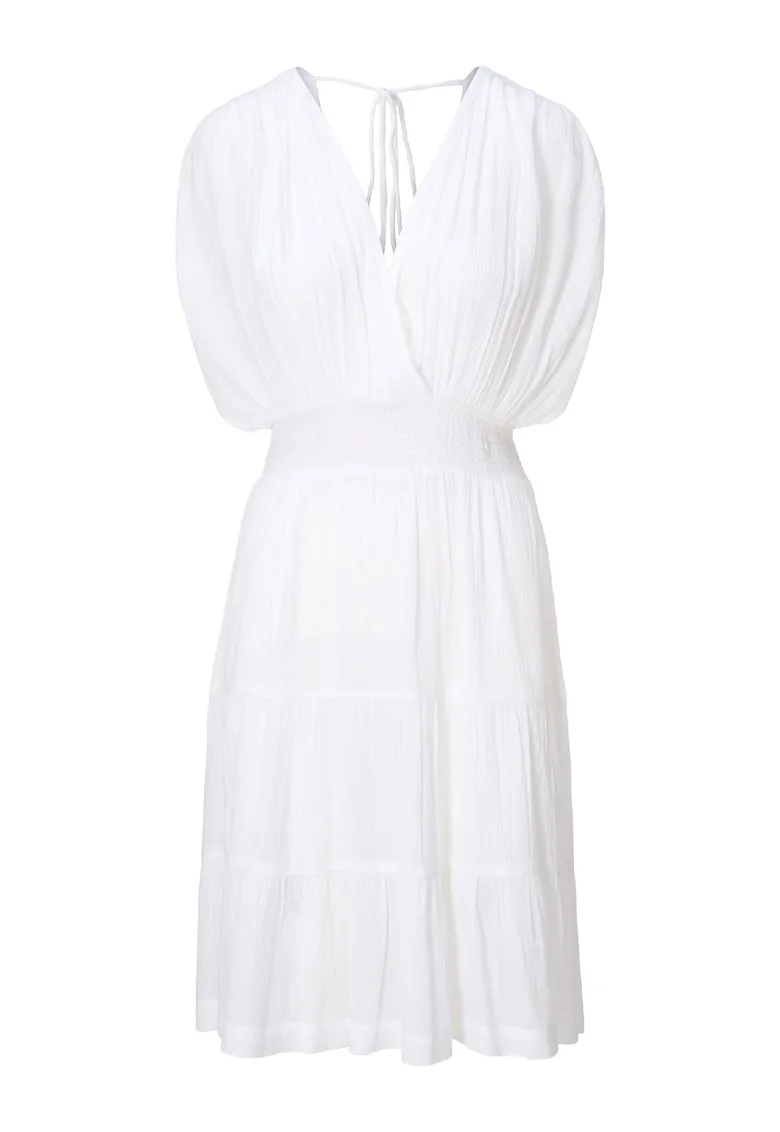 Rochie de plaja cu decolteu in V, Alb