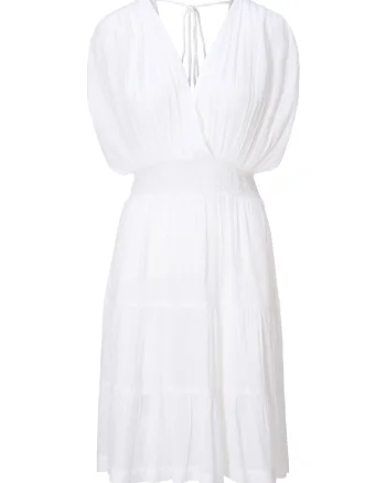 Rochie de plaja cu decolteu in V, Alb