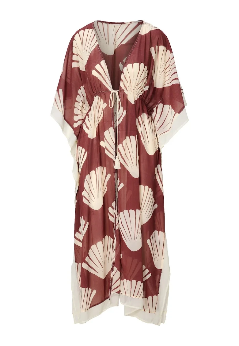 Rochie cu model si slit lateral, Maro
