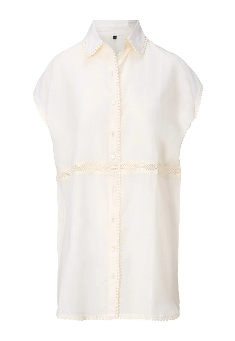 Rochie-camasa cu guler clasic, Alb murdar