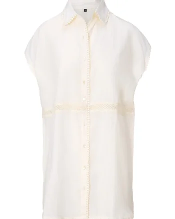 Rochie-camasa cu guler clasic, Alb murdar