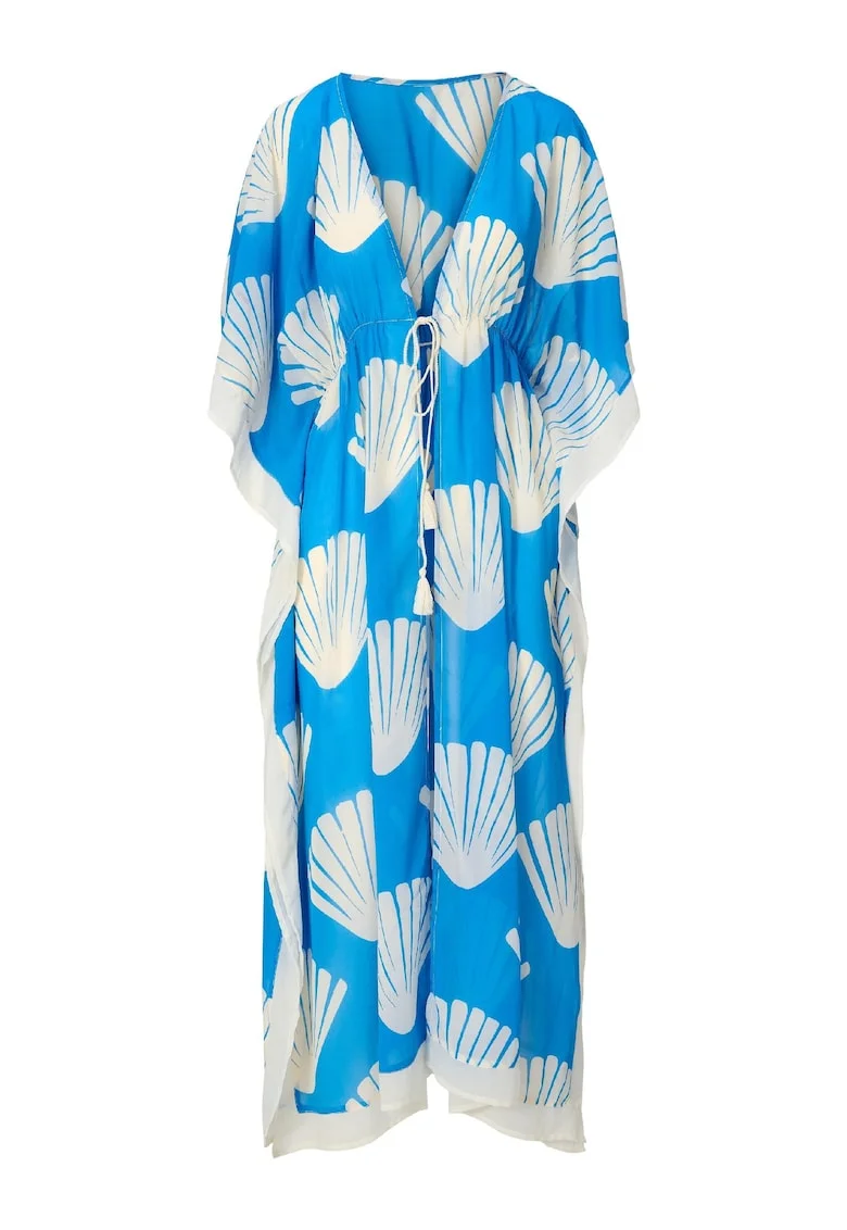 Rochie cu model si slit lateral, Albastru