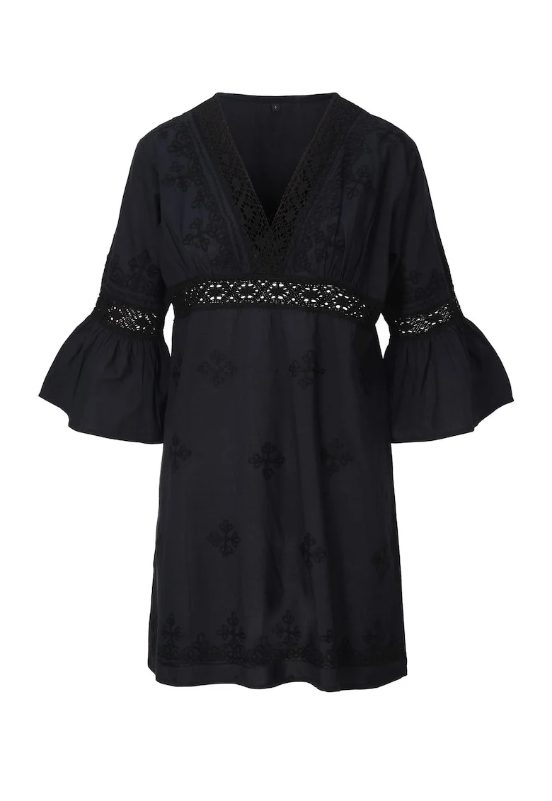 Rochie de plaja cu decolteu in V, Negru