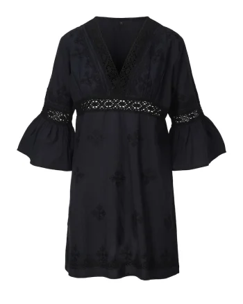 Rochie de plaja cu decolteu in V, Negru