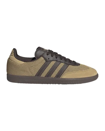 Pantofi sport cu aspect tricotat si garnituri din piele intoarsa Samba, Maro inchis/Maro camel
