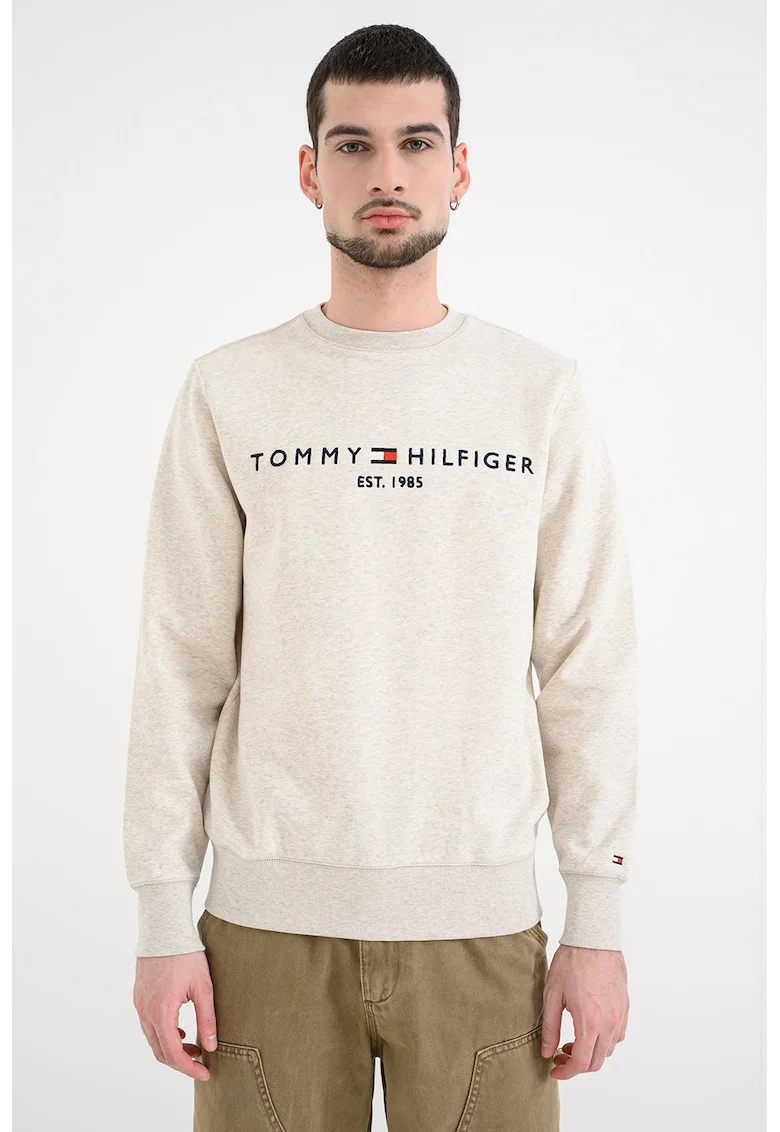 Bluza de trening din amestec de bumbac organic cu logo, Bej