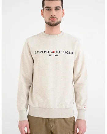 Bluza de trening din amestec de bumbac organic cu logo, Bej