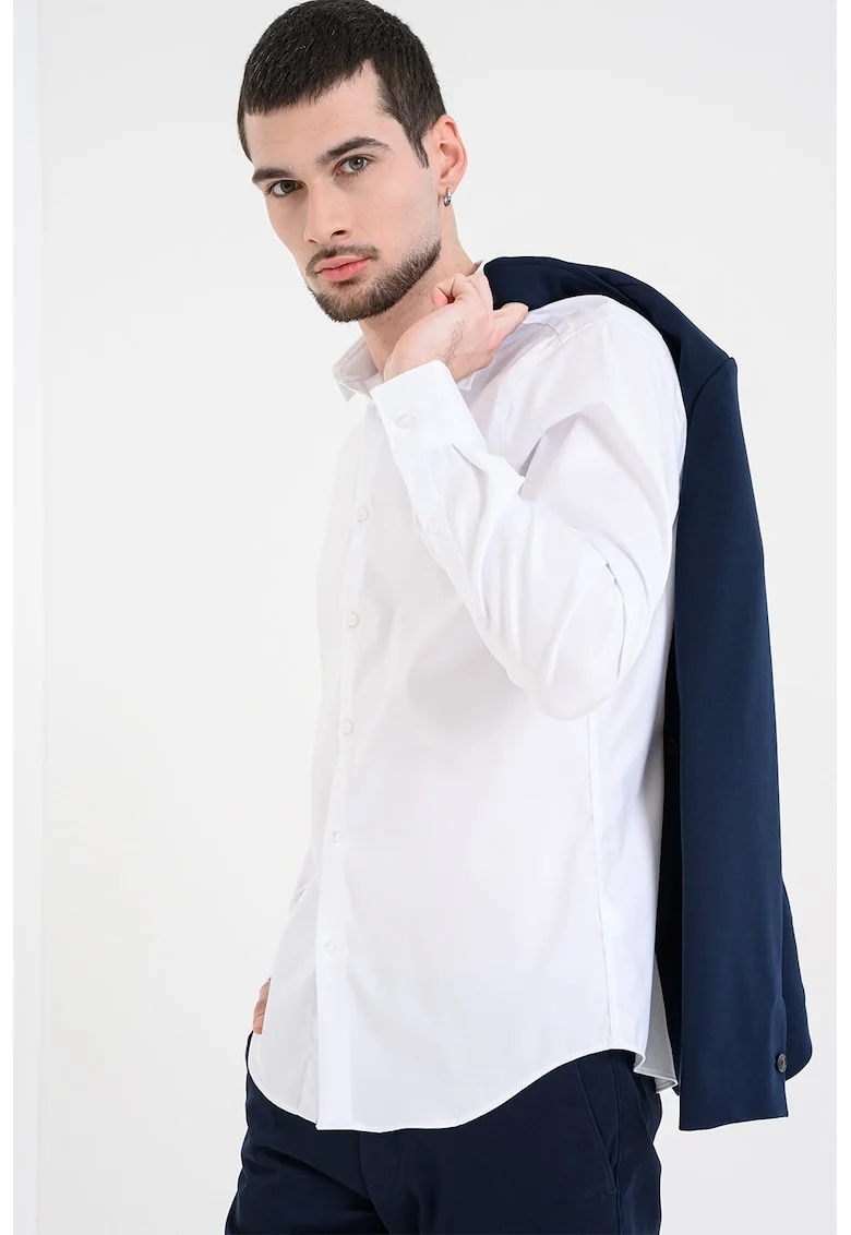 Camasa slim-fit din amestec de bumbac, Alb optic