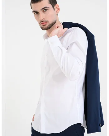 Camasa slim-fit din amestec de bumbac, Alb optic