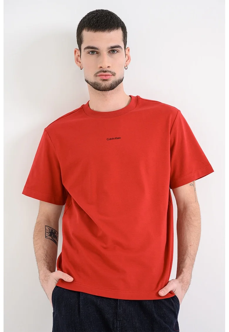 Tricou lejer din bumbac pique, Rosu
