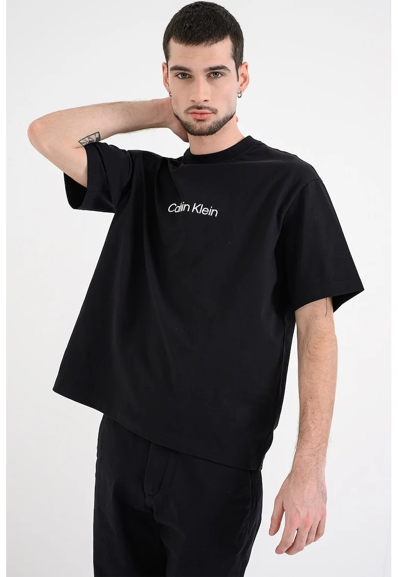 Tricou cu imprimeu logo, Negru