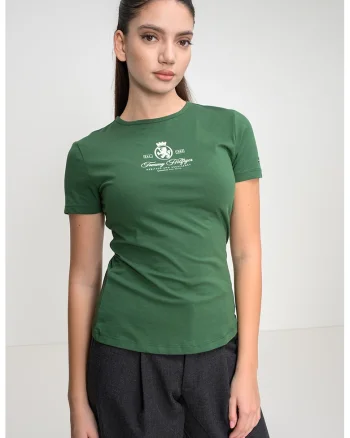 Tricou slim-fit cu decolteu la baza gatului, Verde