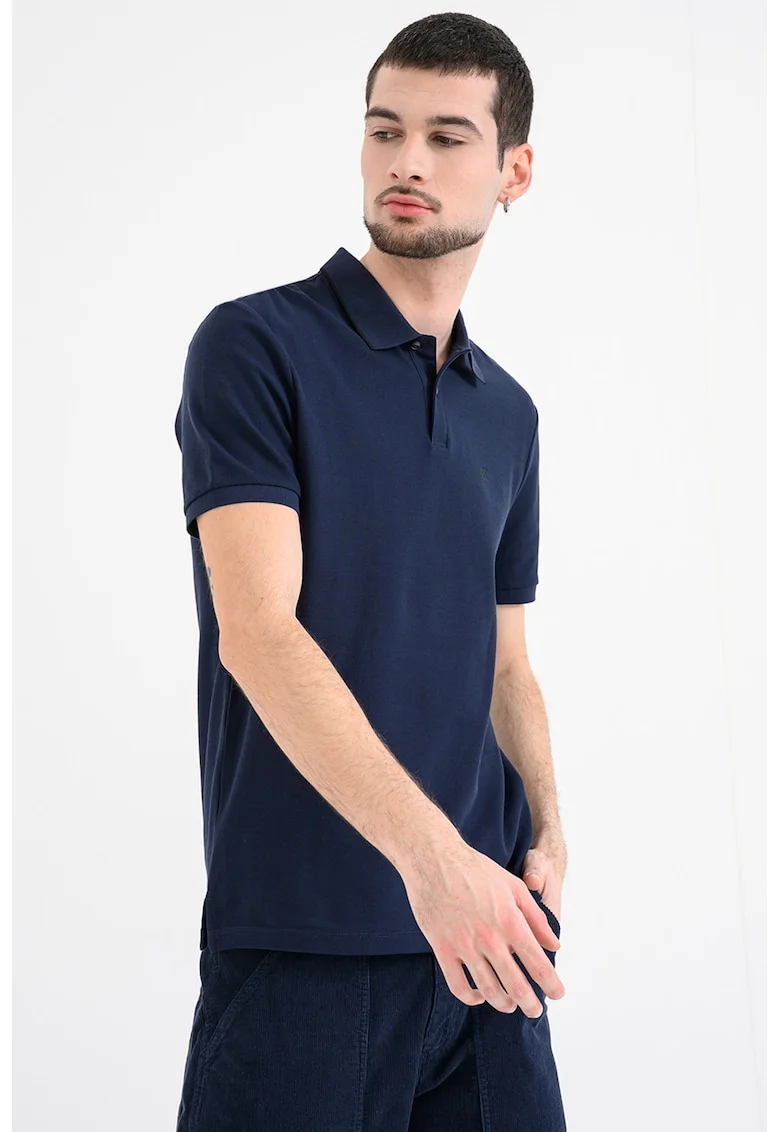Tricou polo din bumbac pique, Bleumarin