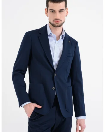 Sacou regular-fit cu model uni, Bleumarin