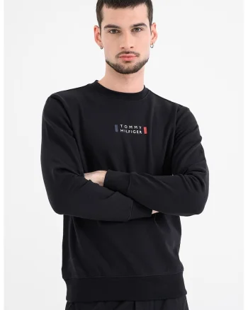 Bluza de trening cu croiala slim-fit, mansete elastice si terminatie, Negru